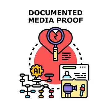 Documenting media for proof and verification process Stock Illustration