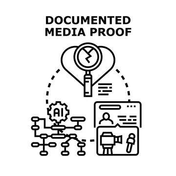 Documenting media for proof and verification process Stock Illustration