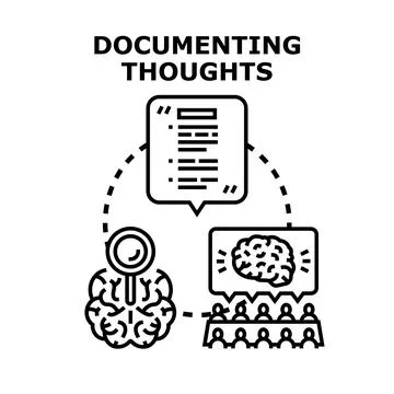 Documenting thoughts process and brainstorming concept Stock Illustration