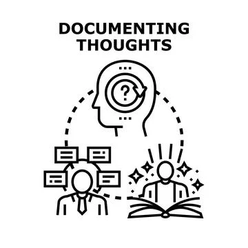 Documenting thoughts process and idea generation concept Stock Illustration