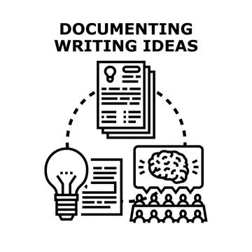 Documenting writing ideas creative development process Stock Illustration