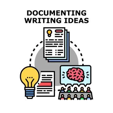 Documenting writing ideas creative development process Stock Illustration