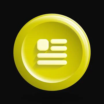 Documents 3D Icon. Word App. Yellow Round Button Stock Illustration