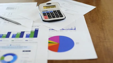 Documents and Calculator Pan 0476 Video stock 51231157
