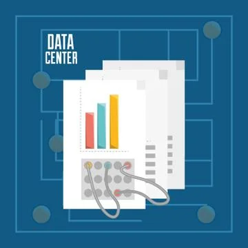 Documents and connecting information data center Stockillustratie