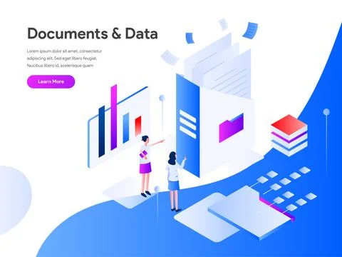 Documents and Data Isometric 库存插图