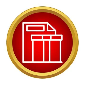 Documents and data spreadsheet icon in red circle Stock Illustration