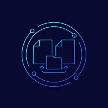 Documents and file folder icon, linear design Stock Illustration