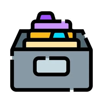 Documents and files storage box organization icon Stock Illustration