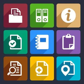 Documents and folders flat icons set Stock Illustration