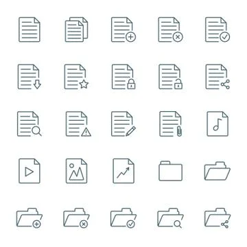 Documents and folders vector icons set Stock Illustration
