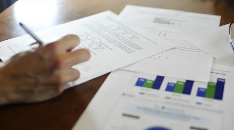 Documents and Hand Written Notes - Rack Focus Video stock 51231139