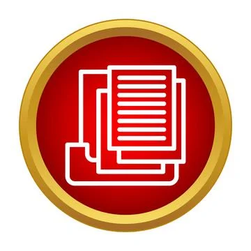 Documents and papers icon on red button Illustrazione stock