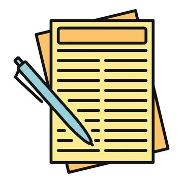 Documents and pen creating business plan summary 库存插图