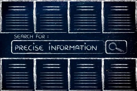 Documents and search bar, looking for precise information Stock Illustration