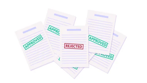Documents animation. Approved and rejected stamp on documents Stock Footage 196322076