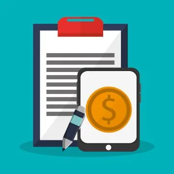 Documents annd pen icon Stock Illustration