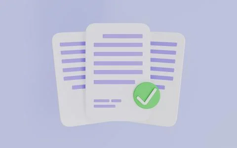 Documents approved and checked and approved paper sheet document Stock Illustration