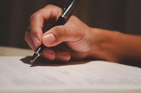 Documents for assessing business satisfaction Check mark competence rating Stock Photos