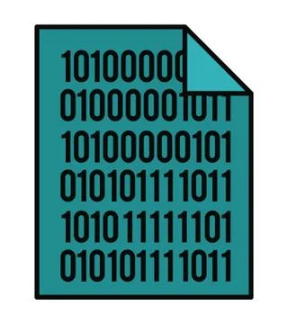 Documents with binary code isolated icon design Stock Illustration