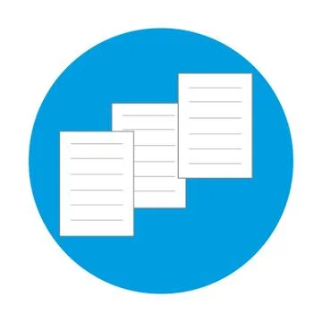 Documents in blue ring on white background Stock Illustration