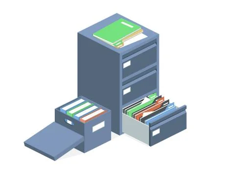 Documents cabinet vector files archive storage box Stock Illustration