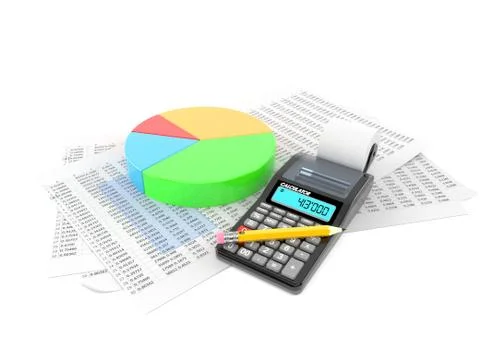 Documents with calculator Illustrazione stock