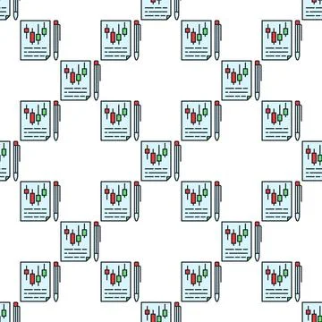 Documents with candlestick pattern vector trading papers colored seamless p.. Stock Illustration