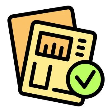 Documents with charts and check mark showing approval Stock Illustration
