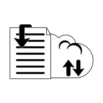 Documents on cloud computing in black and white イラスト素材