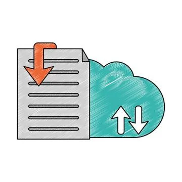 Documents on cloud computing scribble 库存插图