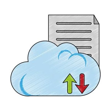 Documents on cloud computing scribble 스톡 일러스트