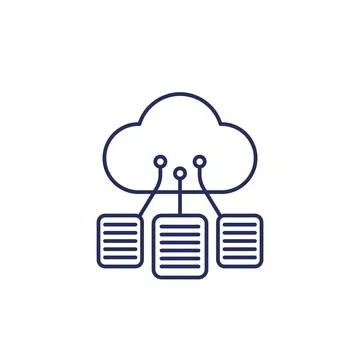Documents in a cloud line icon Illustrazione stock