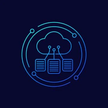 Documents in a cloud line vector icon イラスト素材