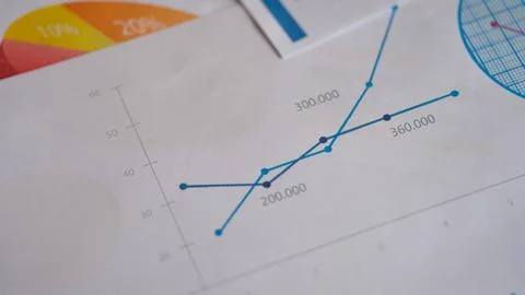 Documents with colourful charts, graphs and diagrams Stock-Fotos
