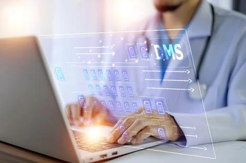 Documents concept, Doctor use computer connection server data base patient .. Stock Photos