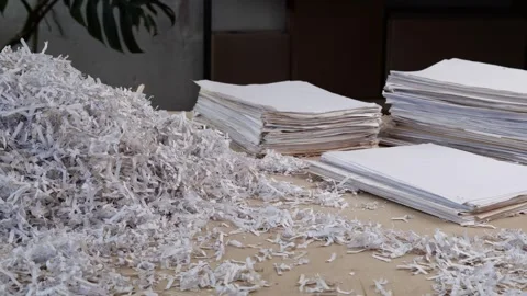 Documents Cut by a Paper Shredder. Shredding Services Stock Footage 300423191