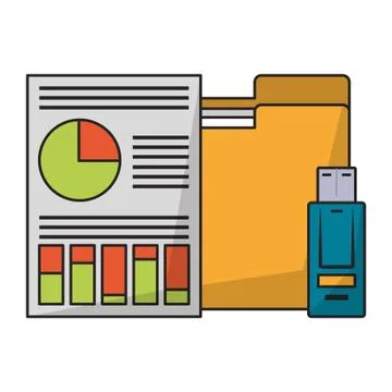 Documents with data chart イラスト素材