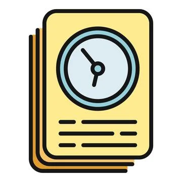 Documents displaying clock icon for time management Illustrazione stock