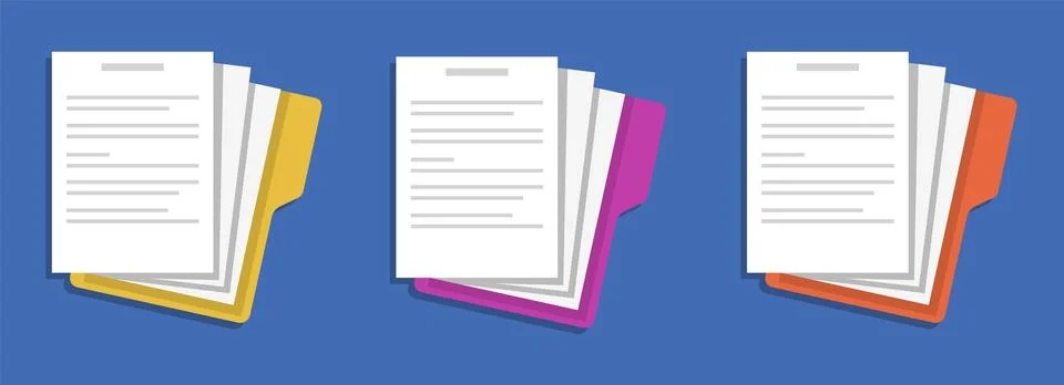 Documents, documents icon, folded documents in a folder. Background image Stock Illustration