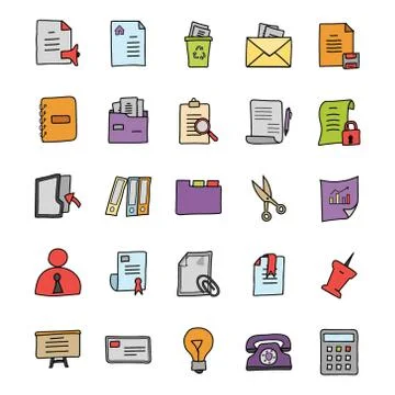 Documents Doodle Icons Pack 스톡 일러스트