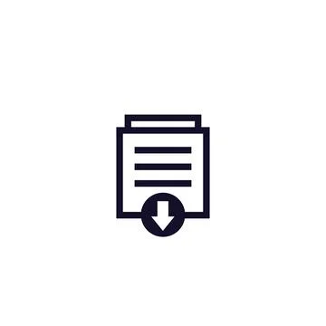 Documents download icon on white, vector イラスト素材