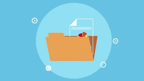 Documents drop into office open folder animation Stock Footage 290463166