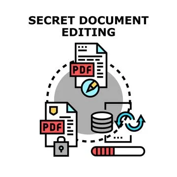 Documents editing processing storing protecting confidential information Stock Illustration
