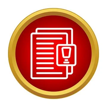Documents with error icon inside red gold button Stock Illustration