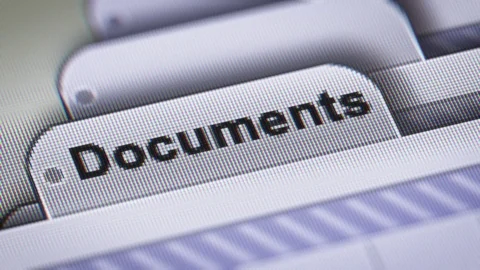 "Documents" on The File. Stock Footage 73485472