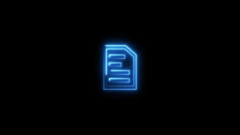 Documents file icon. Neon documents uploading icon concept on dark background Stock Footage 293484329