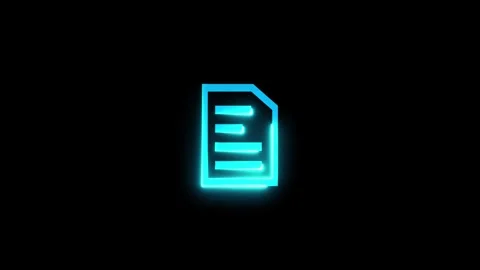 Documents file icon. Neon documents uploading icon concept on dark background Stock Footage 293484333