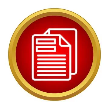Documents file icon on a red gold button Illustrazione stock