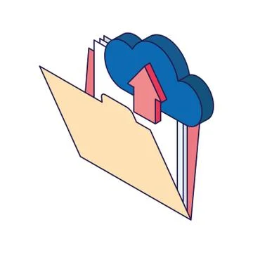 Documents folder and cloud storage icon Stock Illustration